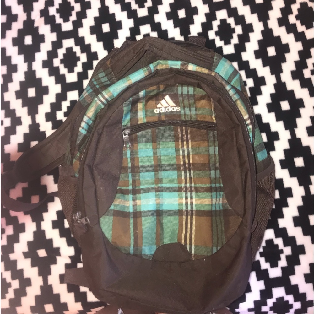 Adidas’s green plaid backpack